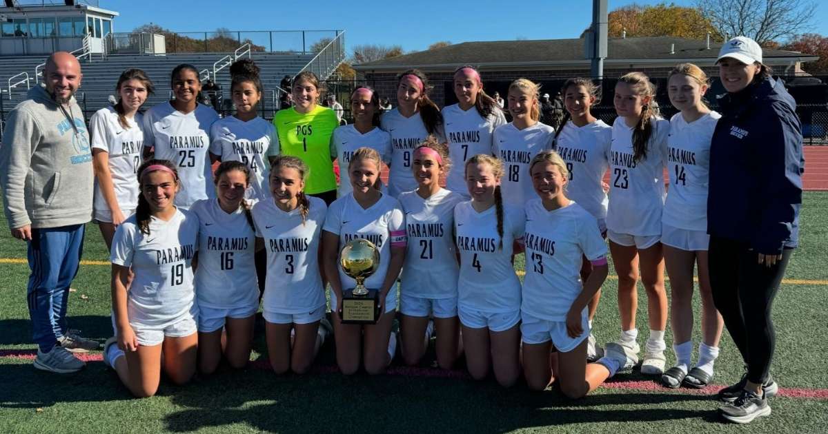 The Paramus High School girls' soccer team celebrating a championship