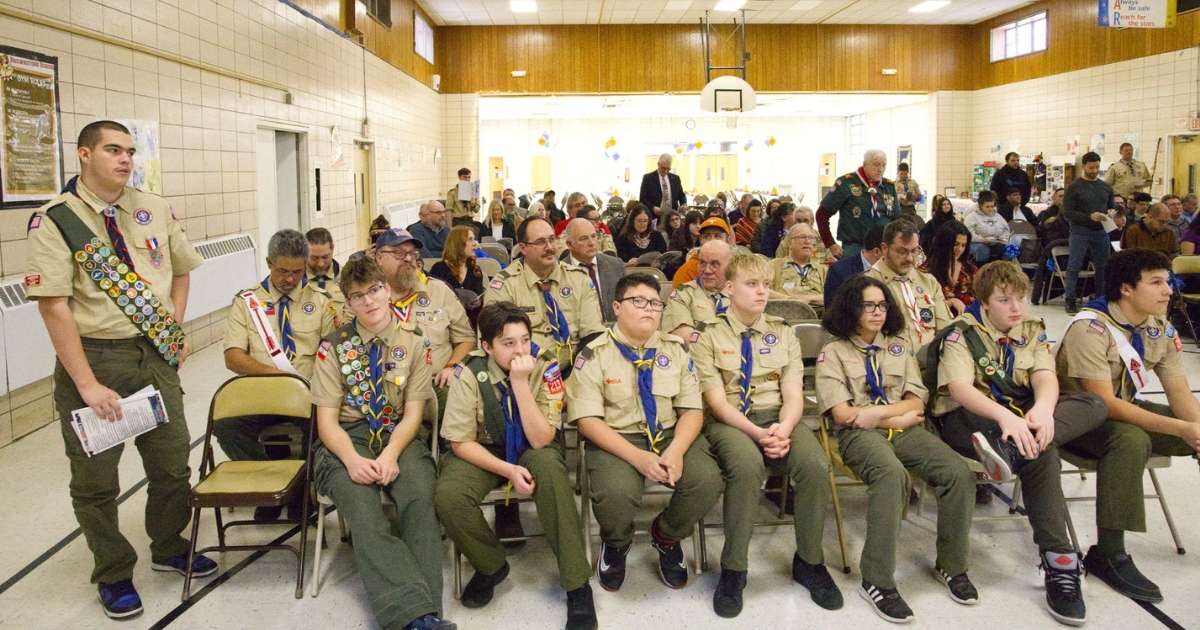 Boy Scouts living in Saddle Brook NJ at a meeting
