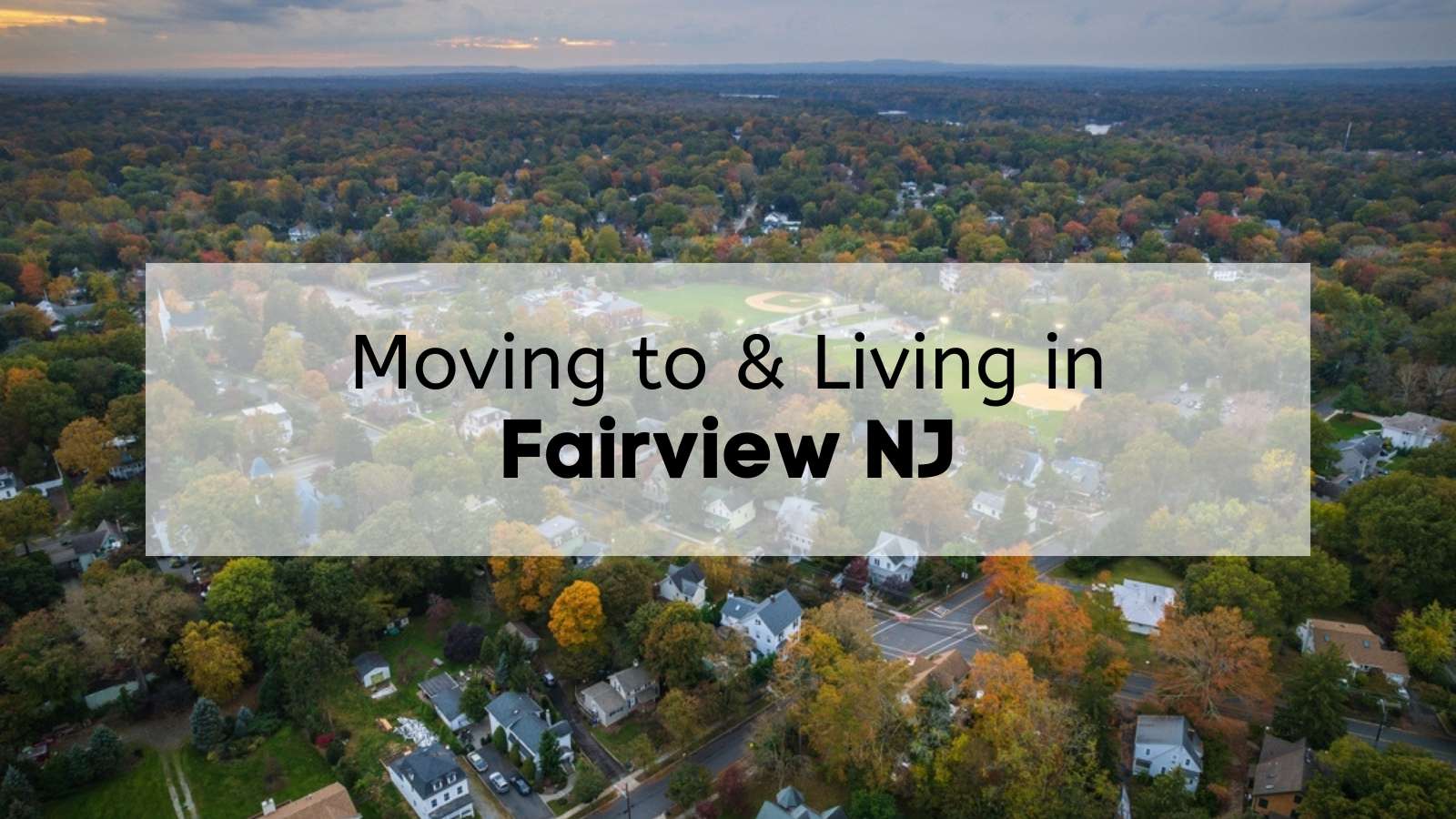 Aerial of a Bergen County city showcasing large homes in quiet neighborhoods in the fall.