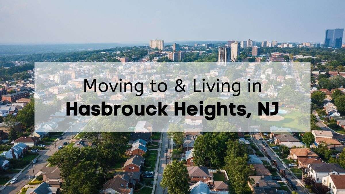 An aerial view of suburban neighborhoods in Bergen County and Hasbrouck Heights