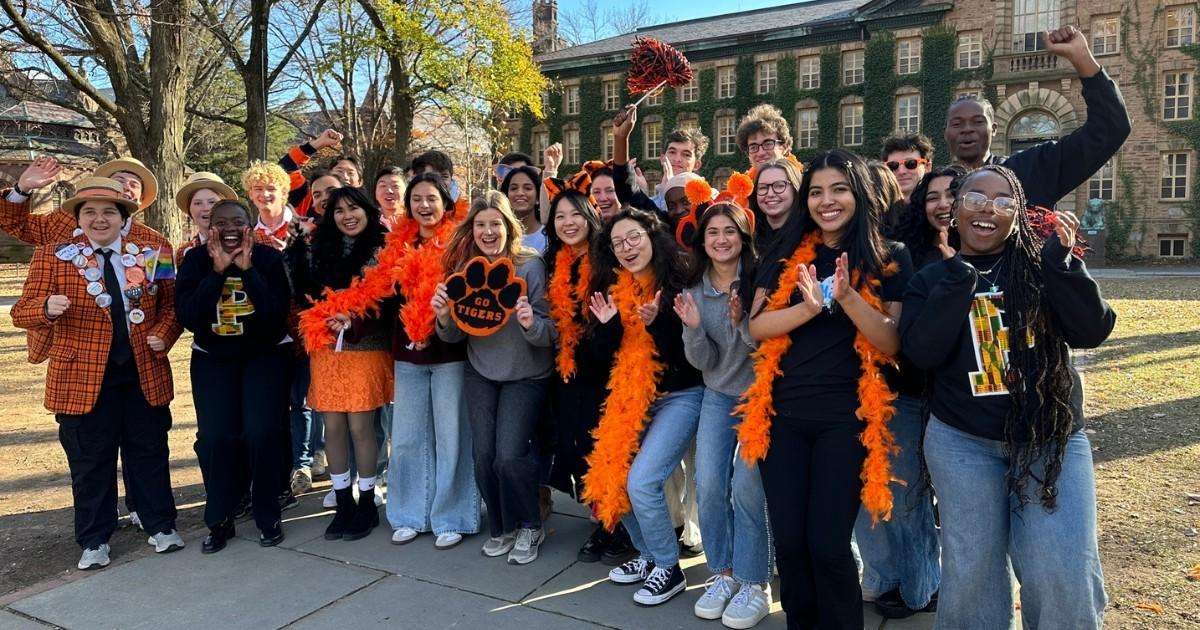 Princeton University students gathered on the green in Princeton