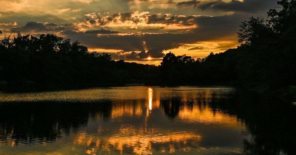 Sunset over a lake in Atco, New Jersey