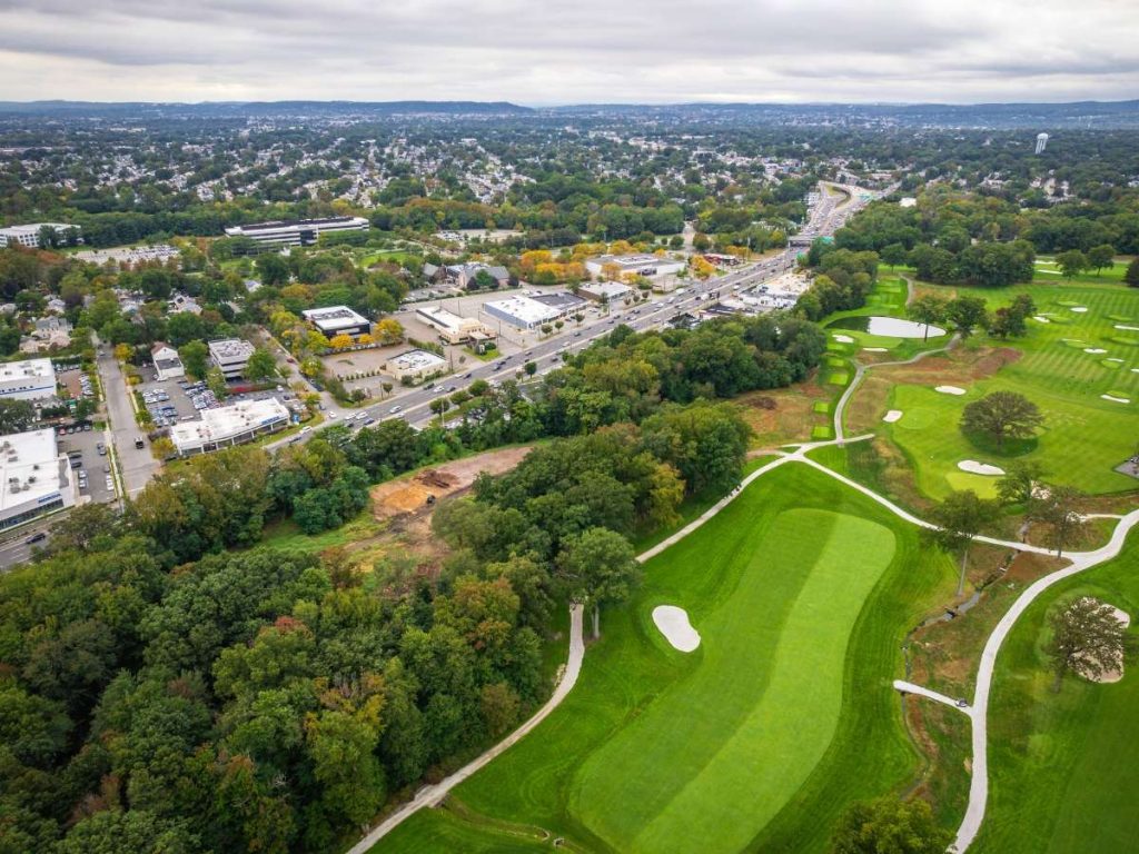 Aerial view of Paramus New Jersey, showcasing the service area of our Paramus NJ movers