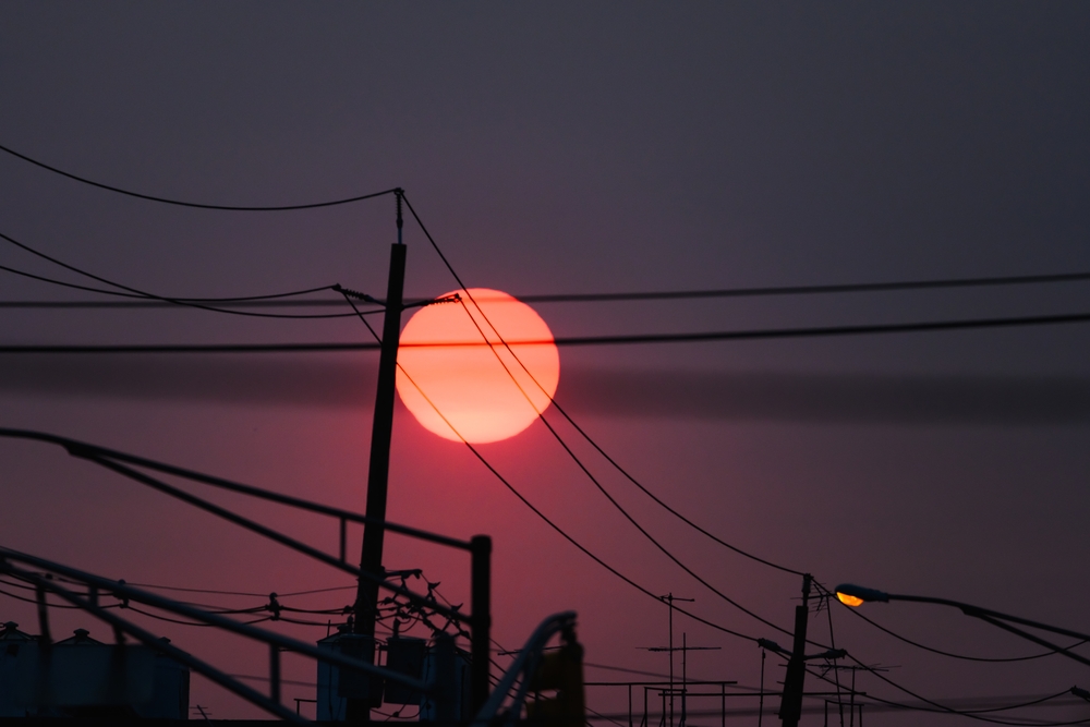 Sun setting in new jersey